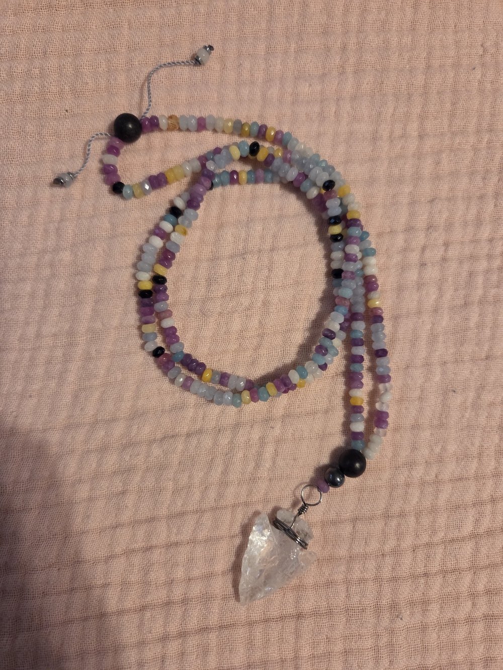 Multi-Color Beaded Crystal Arrowhead Pendant Necklace